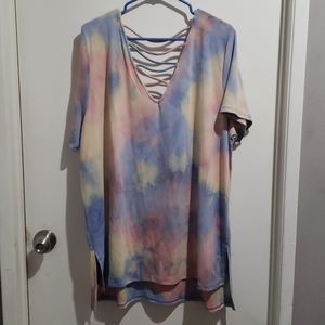 3xl tie die blouse